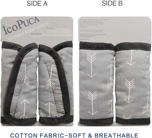 Car Seat Strap Pads Covers for Baby Kids, Seat Belt Covers Cushion for boy Girl, Protect Neck and Shoulder rubbing, Anti-Slip Design, fit Stroller/Carrier/Pushchair; Soft Cotton, Arrow Pattern