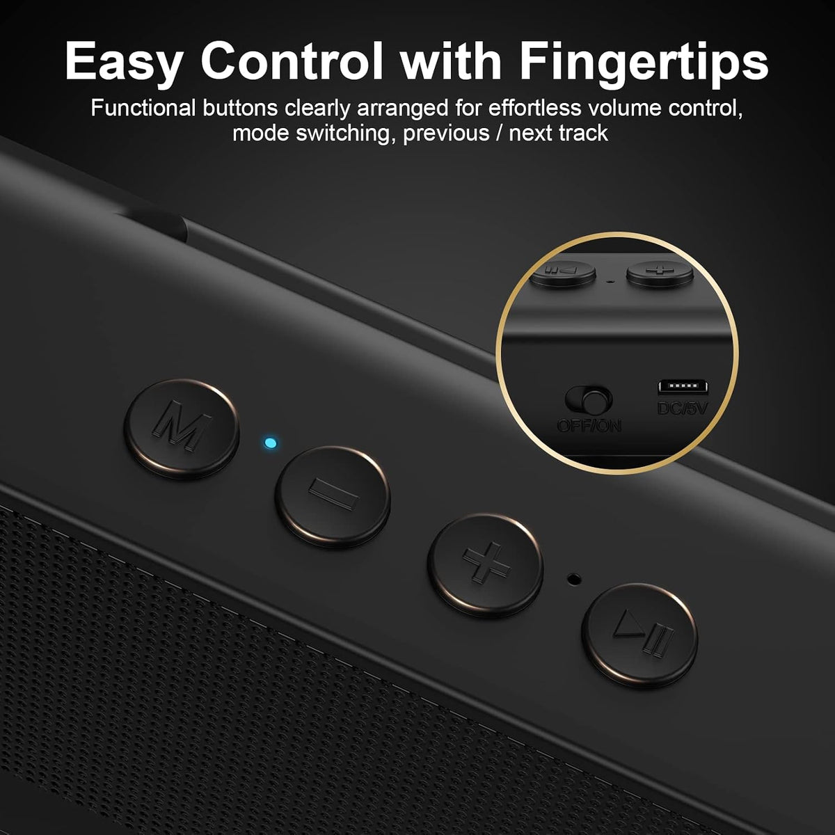 Computer Speakers with Deep Bass, HiFi Stereo Speakers, USB Powered, Computer Sound Bar with Bluetooth and AUX-in, for Desktop, Phones, PC, Tablets, Laptops