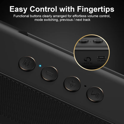 Computer Speakers with Deep Bass, HiFi Stereo Speakers, USB Powered, Computer Sound Bar with Bluetooth and AUX-in, for Desktop, Phones, PC, Tablets, Laptops