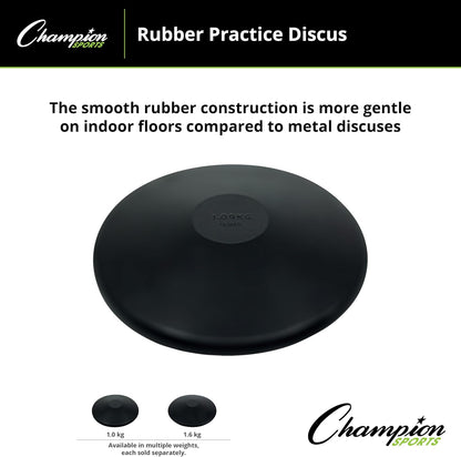 Champion Sports Rubber Practice Discus, 1.0 kg, Black