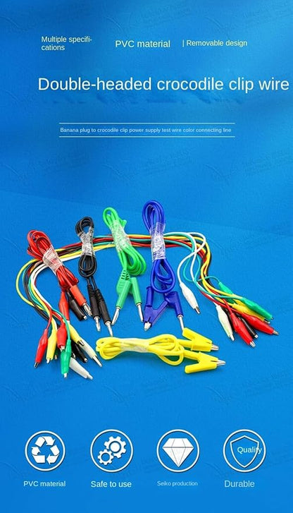V TELESKY 1PCS Double Crocodile Pinch Banana Plug To Crocodile Pinch Power Test Wire Color Connecting Wire 2 Wires 4 Clips (Banana Plug red0.8m)
