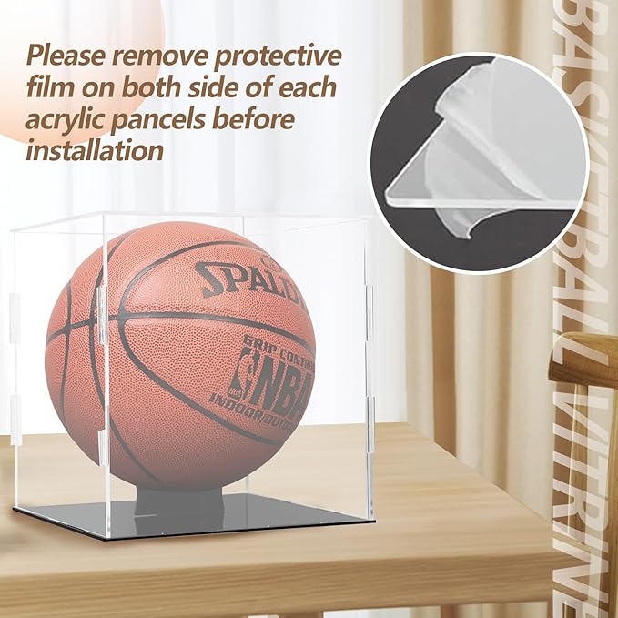Basketball Display Case,Acrylic Basketball Case Display Box with Stand, Clear Acrylic Display Case for Autographed Basketball,Soccer Ball,Collectibles,Car Models,Dolls