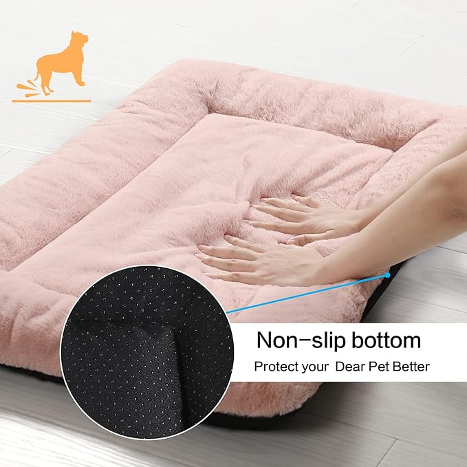Dog Beds Crate Pad for MediumLarge Dogs Fit Metal Dog Crates,Ultra Soft Dog Crate Bed Washable  Anti-Slip Kennel Pad for Dogs Cozy Sleeping Mat,Pink 36inch