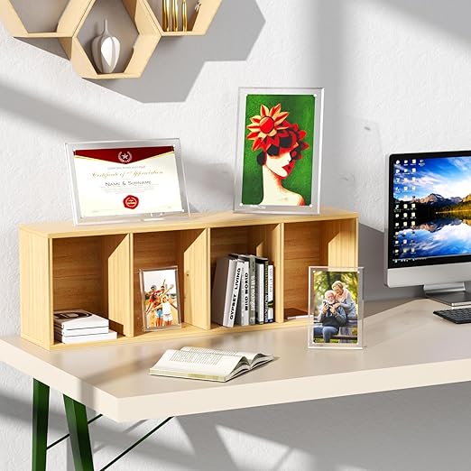 AITEE 5x7 Acrylic Picture Frames 3 Pack, Clear Picture Frames with Stand, Magnetic Frame Acrylic Lucite Frameless Transparent Cubes Floating Gift for Home Office Desktop Display Horizontally or
