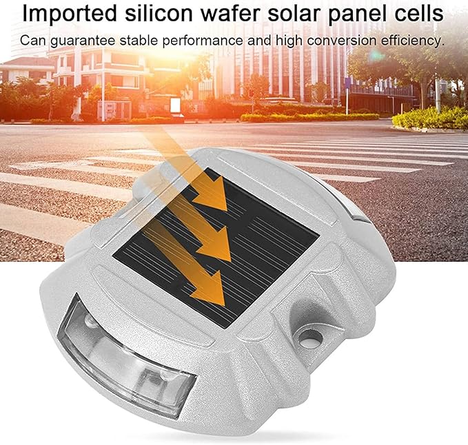 Reusable Solar Road, 2Pcs 6 LED Stud Lights Ground Garden Lawn Path Lights Deck Dock White Warning Lights