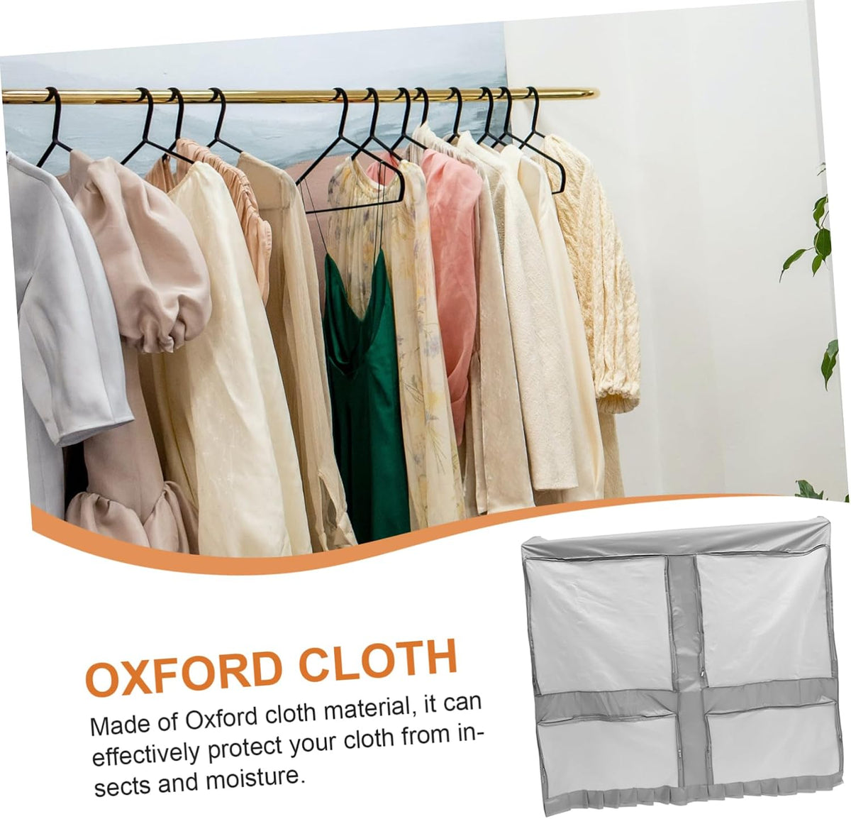PRETYZOOM Oxford Wardrobe Cover Garment Rack Cover Moisture Suit Bag for Travel Hanging Clothing Protects Seasonal Clothes Random Color
