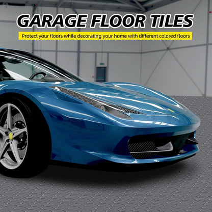 Heavy Duty PVC Interlocking Garage Floor Tiles - 60 Pack, 12"x12" (Covers 60 sq.ft) | Non-Slip Diamond Plate | Grey for Basement, Gym, Garage & Warehouse