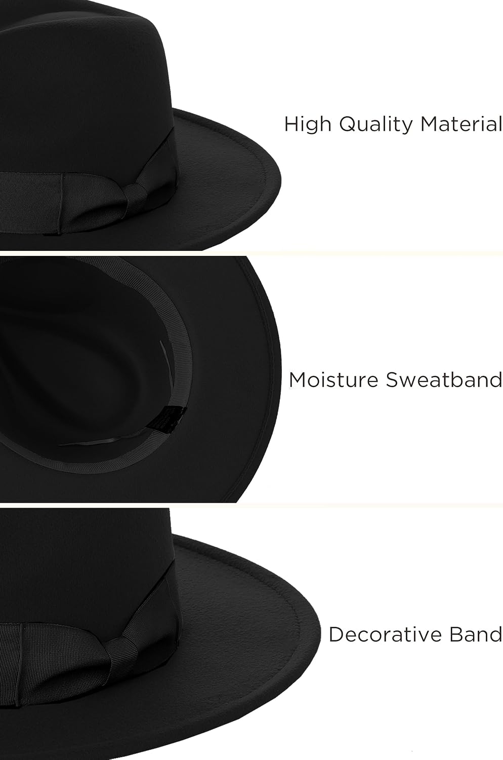 1920s Fedora Hat for Men Gatsby Wide Brim Fedora Hat Felt Panama Cap with Band for Women Men