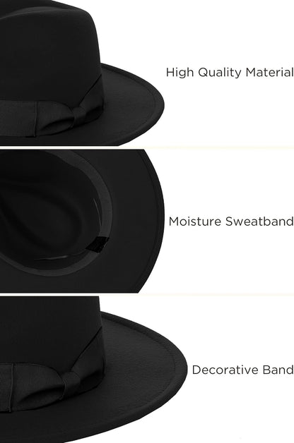 1920s Fedora Hat for Men Gatsby Wide Brim Fedora Hat Felt Panama Cap with Band for Women Men