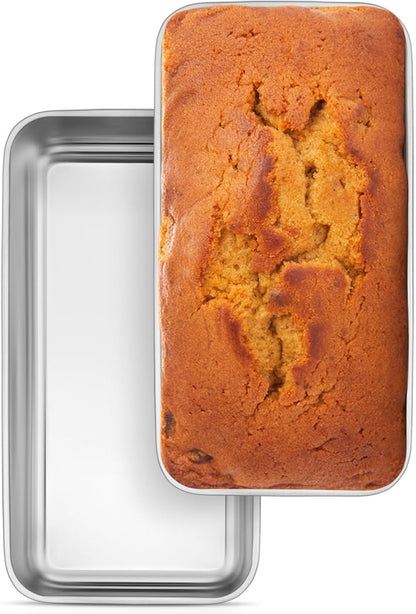 2 Pack Loaf Pans for Baking Bread, 9IN x 5IN Stainless Steel Loaf Pans for Homemade Bread, Meatloaf, Bananas, Brownies, Lasagnas, Dishwasher Oven Safe(Has Cosmetic Scratches)