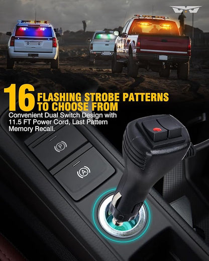 LUMENIX Aluminum emergency LED strobe lights, front visor for front windshield, traffic warning, split flashing light for police, patrol, vehicles, trucks,