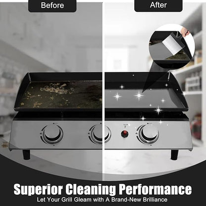 Grill Scraper, Griddle Scraper, Food Scraper with Handle for Blackstone Grill Accessories,Outdoor Barbecue Tools,Stainless Steel Scraper for Blackstone, Flat Top Grill Cleaning, Easy to Remove Stain