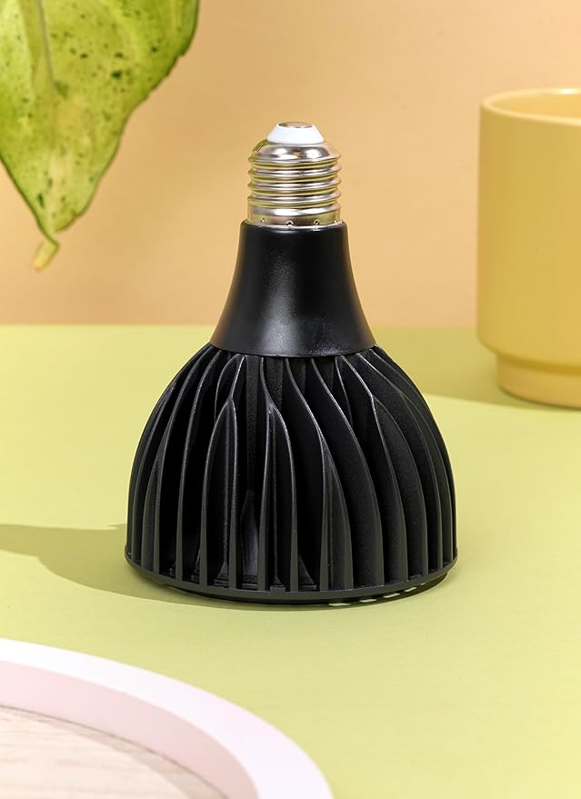 Aspect VitaN LED Grow Light Bulb Full Spectrum for Indoor Plants 12"-48" Below Light - DIMMABLE - 20 Watt-3000K SOLTECH Solutions - Black and White Available (Black)