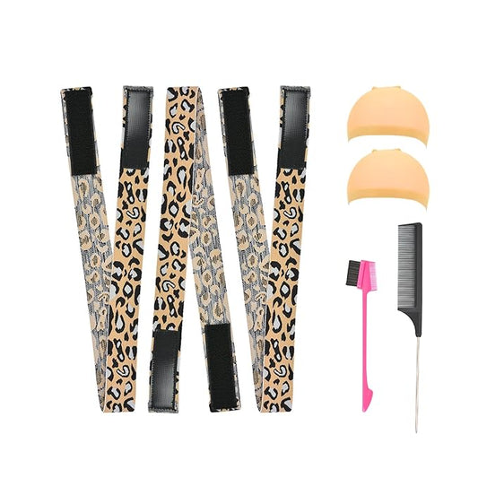 1 Pc Elastic Band for Wig Lace Melting Band Wig Grip Headband Lace Front Wig Headband for Women (3.0cm Beige Leopard Print)