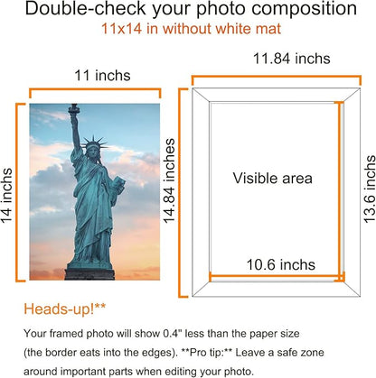 SESEAT 11x14 Picture Frame Pack of 4,Display Pictures 8x10 with Mat or 11x14 Without Mat,Wall Mounting Photo Frame, Rustic Brown