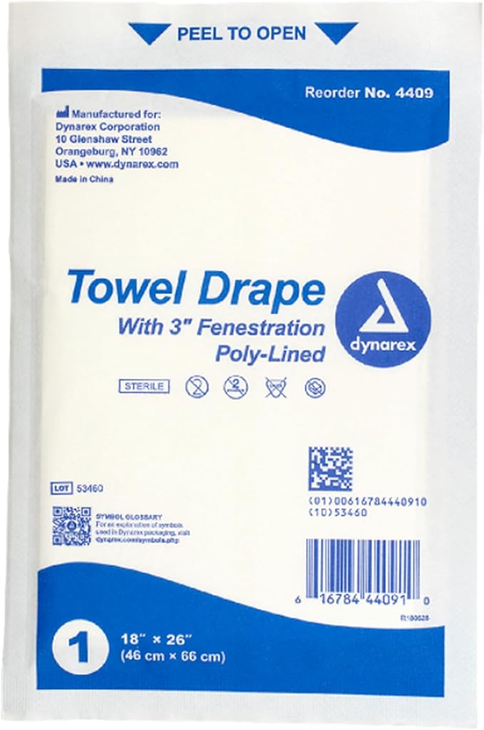 Dynarex 4409 Disposable Towel Drapes Fenestrated Sterile