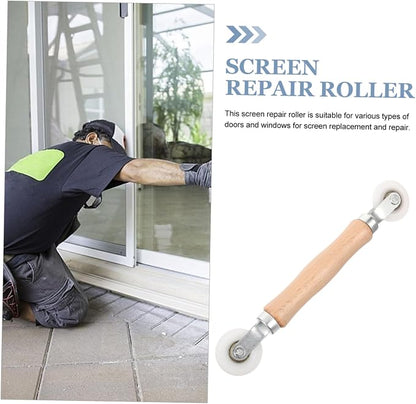 WOONEKY Door and Window Screen Pressing Tools Screen Roller Tool Easy to Use Comfortable Wooden Handle