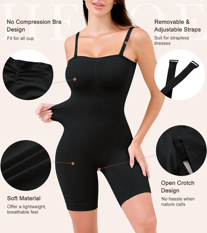 HEPOE Strapless Shapewear for Women, Full Shape Wear Tummy Control Bodysuit, Seamless Slimming Body Shaper.