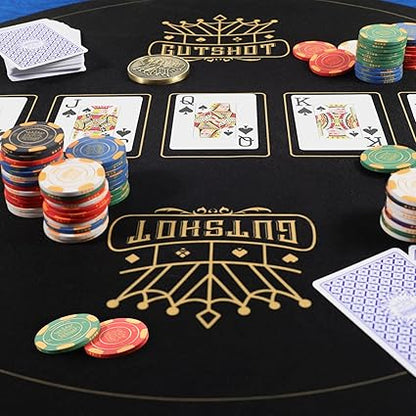 GUTSHOT Foldable Casino Quality Poker Mat  Water Resistant Poker Table Cloth, Soft Multi-Spandex  Waterproof, Noise-Free Gameplay  Includes Carrying Bag and 2 Gift Poker Card Packs