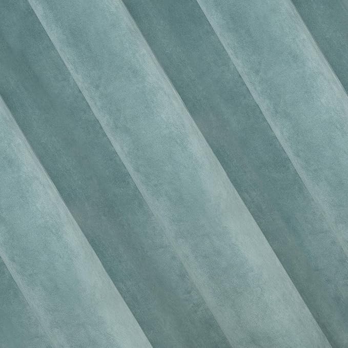 Villa Soft Plain Opaque Velvet Curtain with Eyelets - 1 Unit, Fluffy Panel Drape Classic Glamour Elegant Living Room, Bedroom, 290 g/m2, W55 x L98, Sea Green