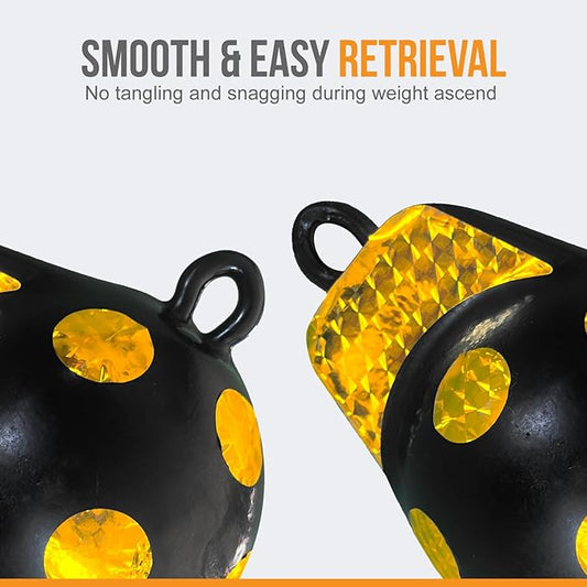 Anchor-Man Downrigger Weights 4 lbs, 6 lbs, 10 lbs and 15 lbs Round shape vinyl-coated downball for salmon, protects boats from scratches Cannon Drop Accessories