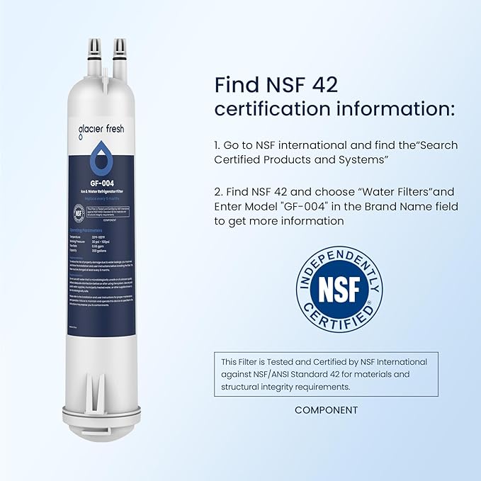 GLACIER FRESH Compatible with 4396841 Refrigerator Water Filter, EDR3RXD1, KAD3RXD1, WHR3RXD1, 4396841, 4396710, Filter 3, 46-9083,46-9030, 9030, 9083 Refrigerator Water Filter, 1 Pack