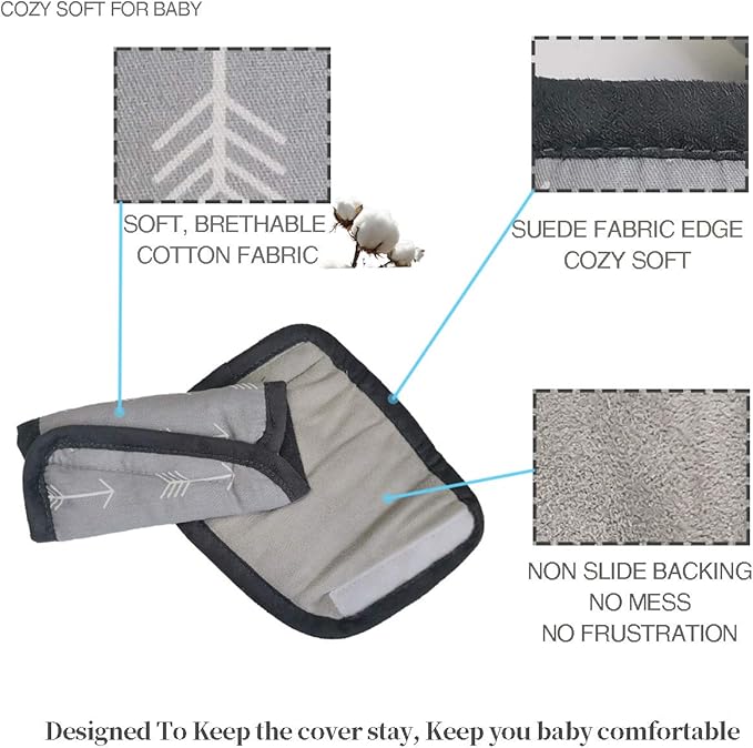 Car Seat Strap Pads Covers for Baby Kids, Seat Belt Covers Cushion for boy Girl, Protect Neck and Shoulder rubbing, Anti-Slip Design, fit Stroller/Carrier/Pushchair; Soft Cotton, Arrow Pattern