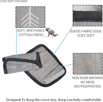 Car Seat Strap Pads Covers for Baby Kids, Seat Belt Covers Cushion for boy Girl, Protect Neck and Shoulder rubbing, Anti-Slip Design, fit Stroller/Carrier/Pushchair; Soft Cotton, Arrow Pattern