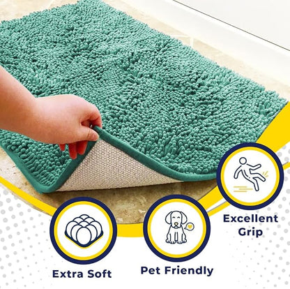 Muddy Mat® | Super Absorbent Door Mat Indoor, Microfiber Quick Dry Chenille Entryway Rug, Non-Slip Front Door Mat, Indoor Mats for Entryway, Machine Washable Pet Rug, Seafoam Green 30"x19"