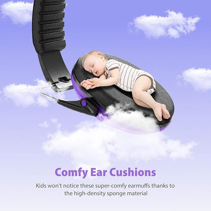 Dr.meter Ear Muffs for Noise Reduction: EM100 SNR27.4 Kids Ear Protection with Adjustable Headband - Kids Noise Cancelling Headphones for Monster Truck, Concerts, Fireworks and Air Shows - Purple