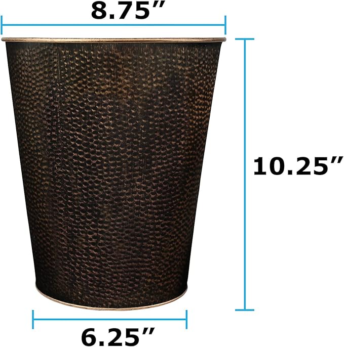 Blue Donuts Wastebasket for Bedroom, Bathroom, Trash Can 6 Liters, Bronze, Stainless Steel