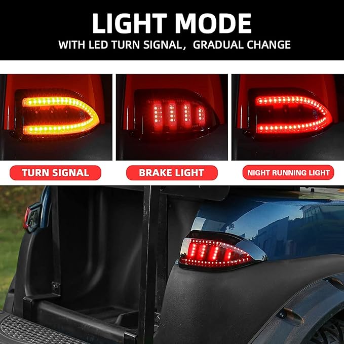 NOKINS Golf Cart LED Tail Lights for Club Car TempoPrecedent, Deluxe Brake Light,12 Volt Universal Replacement Accessories Gas  Electric Models