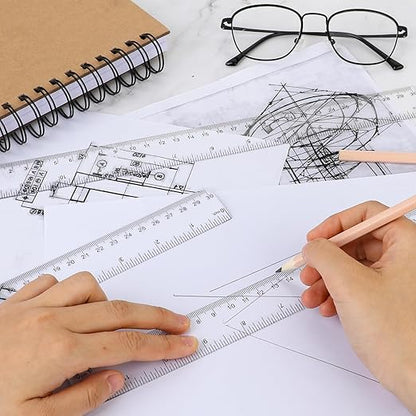 3 Pack 12 Inch Ruler Set Transparent Measuring Tool Plastic Straight Ruler Acrylic Clear Ruler for School Office Student, 559052_5_WBESgfLbk