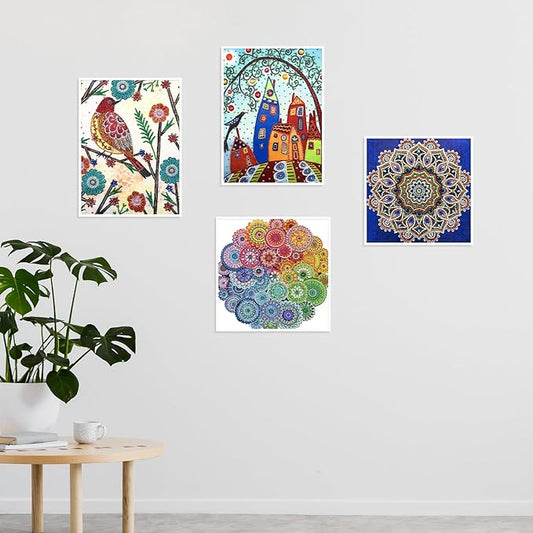 Focart 4 Pack Random Diamond Paintings, 5D DIY Special Shape Rhinestone Diamond Painting Kits for Adults 12x12 inch
