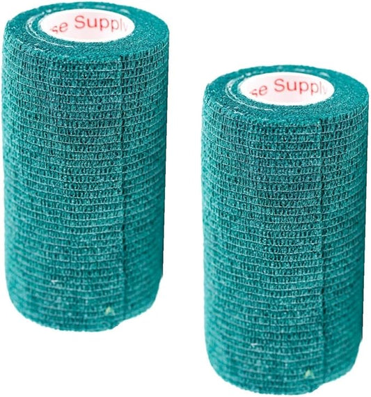 Vet Wrap Tape (Hunter Green) (2 Pack) (2 Inch x 15 feet) Self Adhesive Adherent Adhering Cohesive Flex Self Stick Bandage Grip Roll Dog Cat Pet Horse