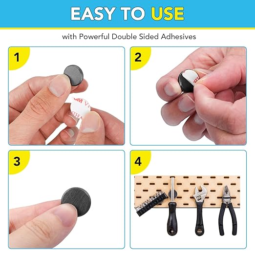 TRYMAG Ceramic Magnets - 18mm Round Crafts Magnets with Adhesive Backing - 100 PCs