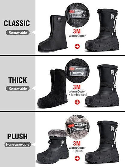 FREE SOLDIER Mens Snow Boots Insulated Waterproof Hiking Winter Shoes Nonslip Outdoor Ankle Cold Weather Boots