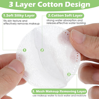 100 Pcs Cotton Rounds Bulk, Makeup Remover Pads 2Pack with 50 Count Each Facial Cleansing Pads for Face, Eye Makeup Removal