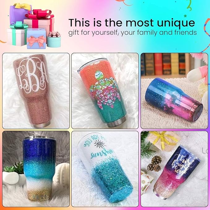 LFSUM Cup Turner for Crafts Tumbler,Tumbler Cup Spinner,Glitter Powder,Epoxy Resin kit for Tumblers for Beginners with Epoxy and Heat (2X-Cup-Silver)