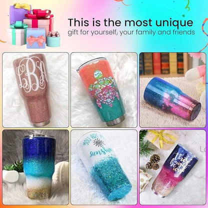 LFSUM Cup Turner for Crafts Tumbler,Tumbler Cup Spinner,Glitter Powder,Epoxy Resin kit for Tumblers for Beginners with Epoxy and Heat (2X-Cup-Silver)