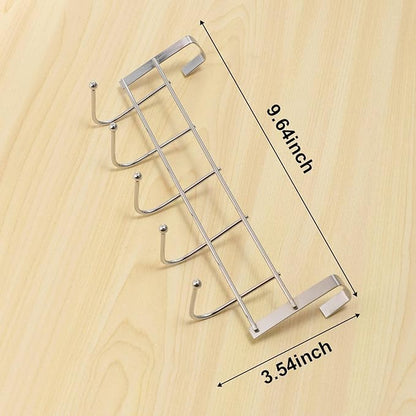 Over The Door 5 Hooks Home Bathroom Organizer Rack Clothes Coat Hat Towel Hanger Stainless Steel Good Load-Bearing