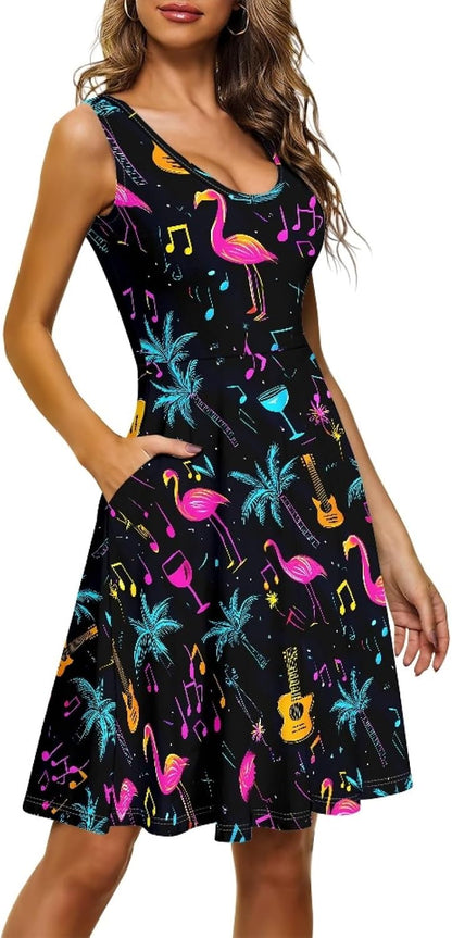 KiuLoam Women's Casual Sleeveless A-Line Dresses Tank Top Sundresses Dress with Pockets XS - 4XL