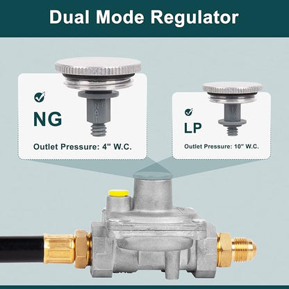 GASPRO 710-003 Natural Gas Pressure Regulator, 1/2 PSIG Inlet Pressure & 4" W.C. Outlet Pressure, for Grill, Fire Pit, Stove and More, 1/2" Male Flare x 3/8" Female Flare Adapter Included