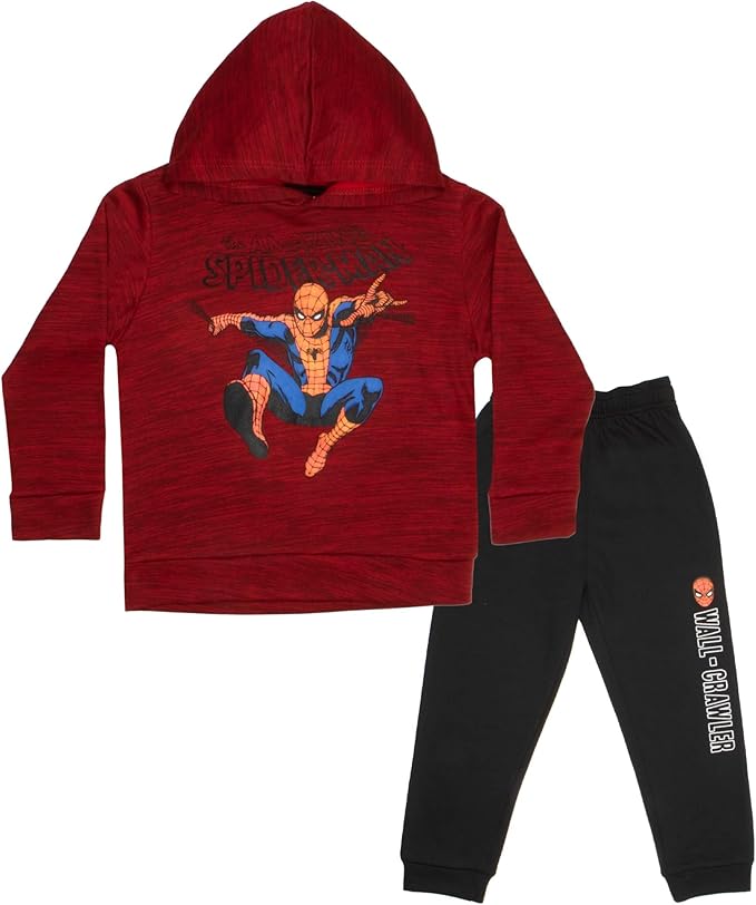 Marvel Avengers Spider-Man Black Panther Miles Morales Boys 2-Piece Fleece Sets, Fleece Hoodie and Pants Bundle Set for Boys