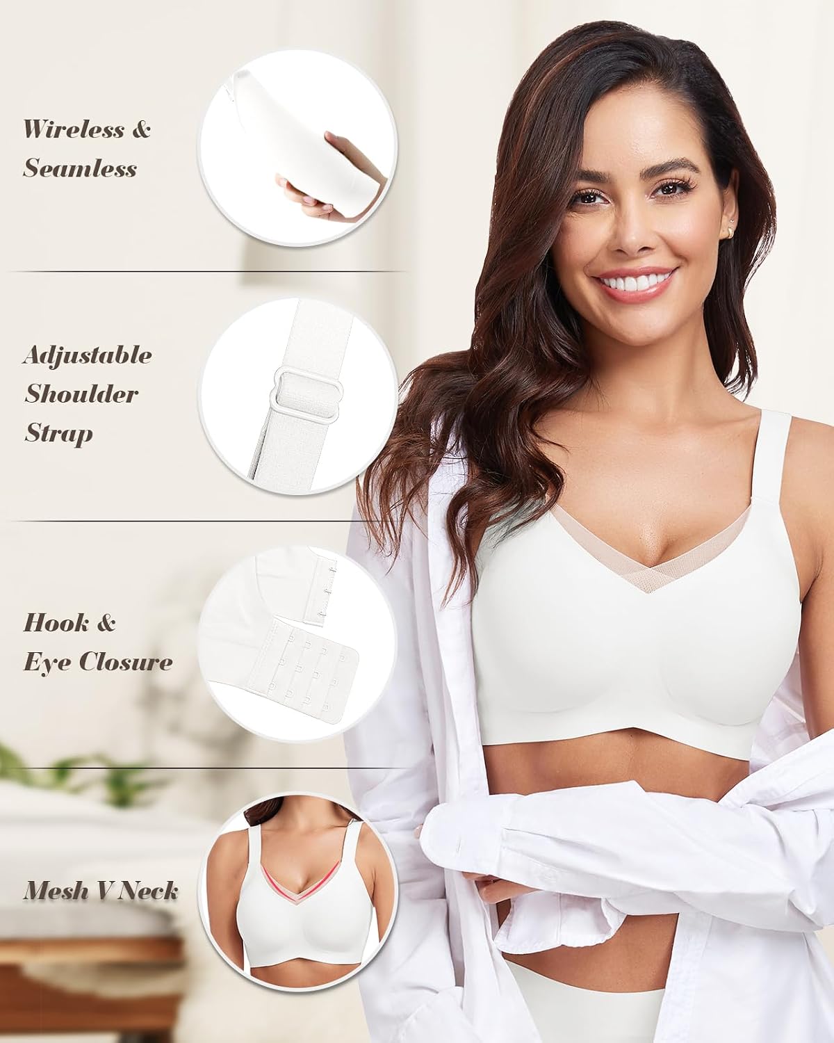 WOWENY Wireless Bras for Women No Underwire Push Up Bra Comfort Seamless Full Coverage Bralettes with Support Everyday Bra