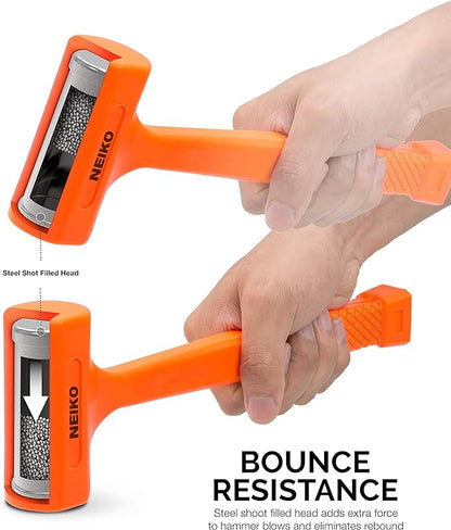Neiko 02847A 2 LB Dead Blow Hammer, Neon Orange  Unibody Molded  Checkered Grip  Spark and Rebound Resistant