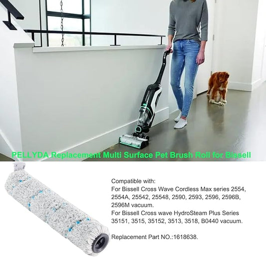 2 Pack Replacement 2787 Multi Surface Brush Roll for Bissell, Brush Replacement Parts For Bissell CrossWave Cordless Max Series 2554 2590 2593 2596 Vacuum, Replace for Bisell Part# 1618368.