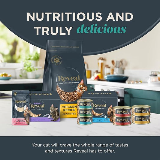 Reveal - Grain Free  Wet Canned Cat Food  2.47oz - 24 Pack - Premium Nutrition, 100 Natural, No Additives, and Limited Ingredients (Tuna with Salmon in Broth)