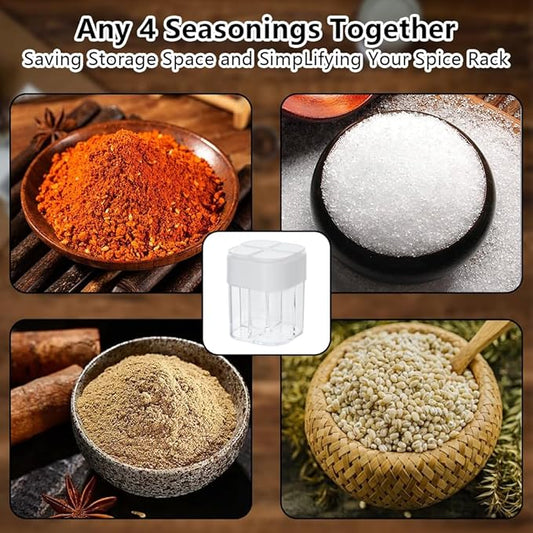 3pcs Spice Jars, DSIOHFEI 4 in 1 Salt and Pepper Shakers with Flip Top Cap, Portable Seasoning Container for Outdoor, Camping, BBQ, Spice Containers for Salt, Sugar, Pepper, Cumin