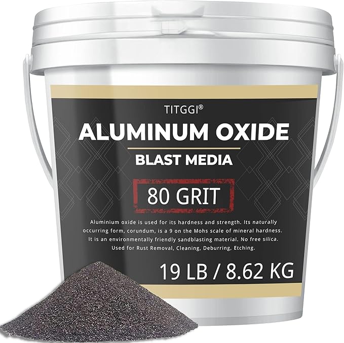 #80 Grit Aluminum Oxide Blast Media(19 LBS/8.6kg) - Premium Long-Lasting Sand Blasting Media, High Abrasive Force Sand Blaster Sand for Metal, Sandblasters, Blasting Cabinet, Blasting Guns - by TITGGI